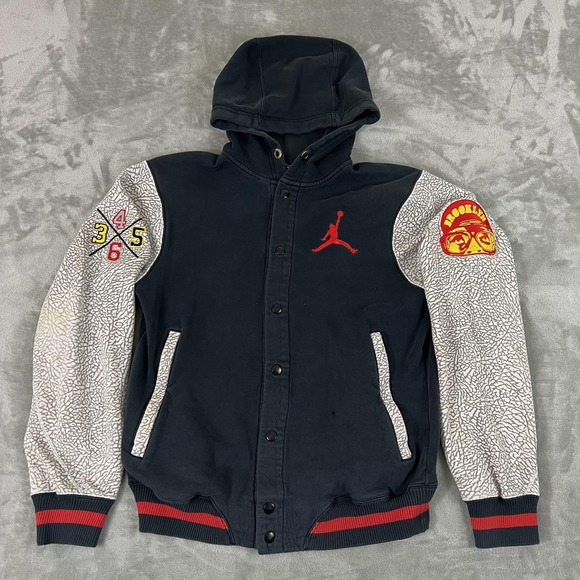 Jordan Other - Jordan Jumpman Hoodie Mens Small Black Elephant Print Brooklyn Snap Cardigan